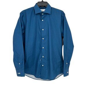 Nordstrom Rack Mens Blue Patterned Button-Up Shirt Size 15 NWOT